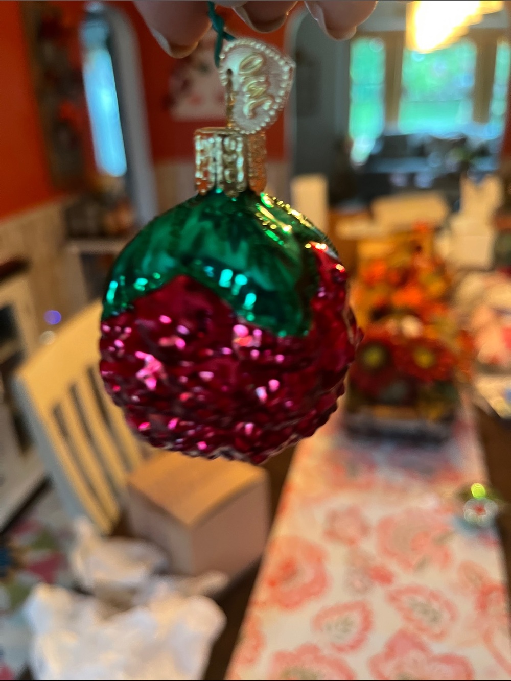 Red Glass Raspberry Ornament Set by - Picture 4 of 4